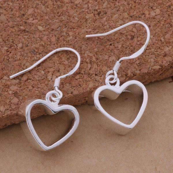 Feshionn IOBI Earrings Silver Dangling Heart Earrings