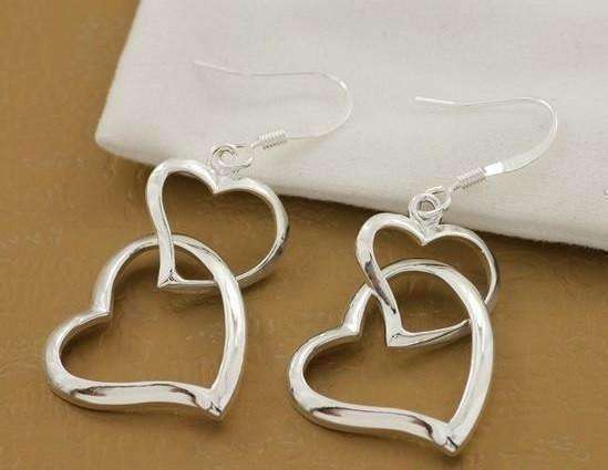 Feshionn IOBI Earrings silver Interlocked Forever Hearts Dangling Earrings