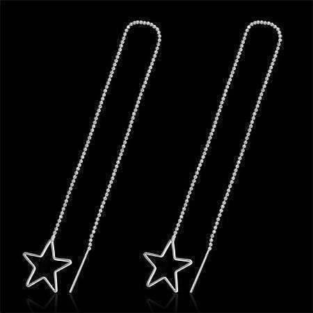 Feshionn IOBI Earrings Silver ON SALE - Edgy Wired Star Outline Silver Thread Earrings