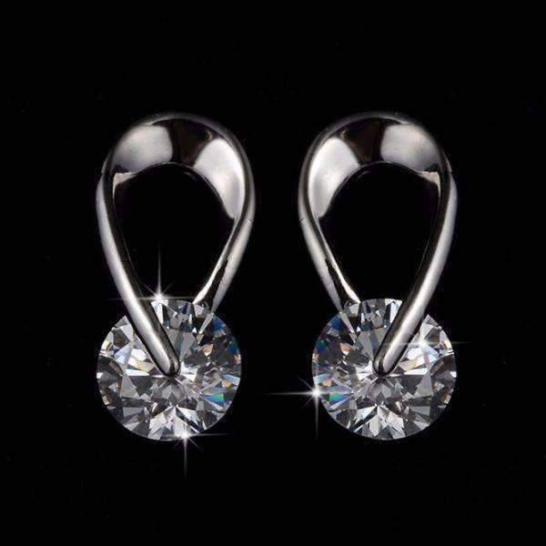 Feshionn IOBI Earrings silver ON SALE - Hugging IOBI Crystals Stud Earrings