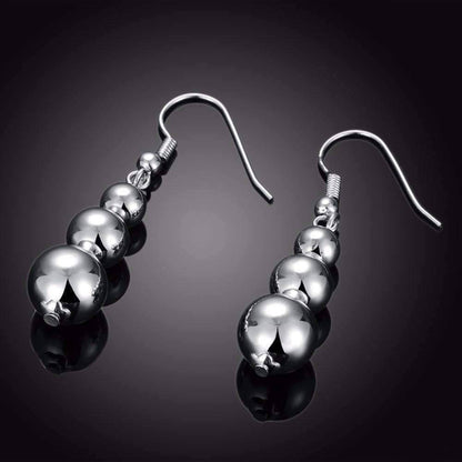 Feshionn IOBI Earrings Silver ON SALE - Silver Triple Bead Dangling French Hook Earrings