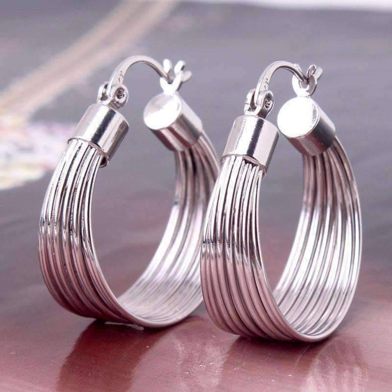 Feshionn IOBI Earrings Silver Silky Threads Hoop Earrings in Silver or Gold