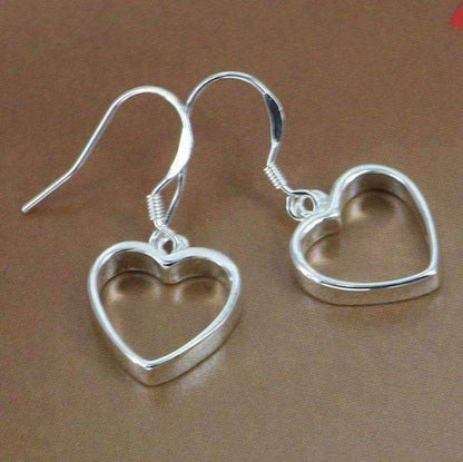 Feshionn IOBI Earrings Silver Silver Dangling Heart Earrings