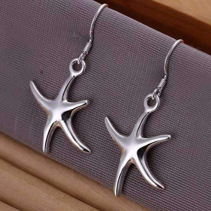 Feshionn IOBI Earrings Silver Whimsical Silver Starfish Dangling Earrings
