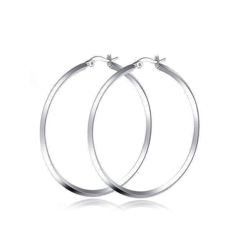 Feshionn IOBI Earrings Stainless Steel Triangular Tube Round Hoop Earrings