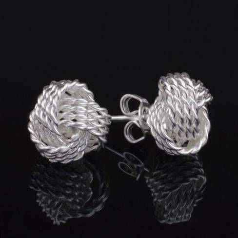 Feshionn IOBI Earrings Sterling Silver Love Knot Stud Earrings