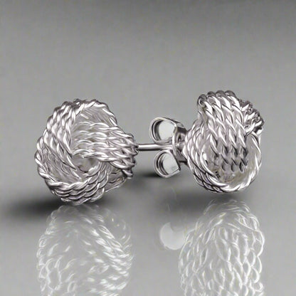 Feshionn IOBI Earrings Sterling Silver Love Knot Stud Earrings