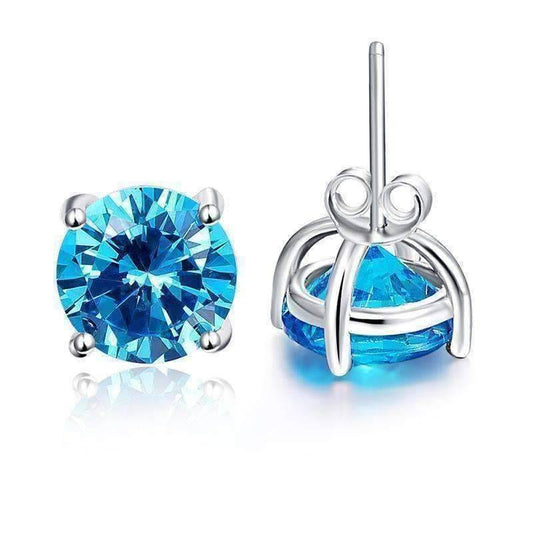 Feshionn IOBI Earrings Tahitian Blue Tahitian Blue 5.9CT Round Blue Topaz IOBI Precious Gems Stud Earrings