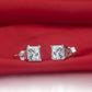 Feshionn IOBI Earrings Tiara Princess Cut IOBI Cultured Diamond Solitaire Stud Earrings