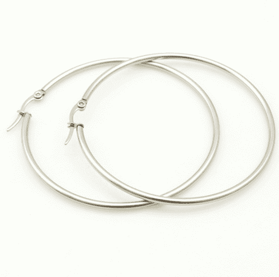 Feshionn IOBI Earrings Tubular Polished Stainless Steel Classic Hoop Earrings Available in Four Sizes
