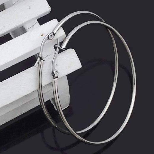 Tubular Polished Stainless Steel Classic Hoop Earrings Available in Fo ...