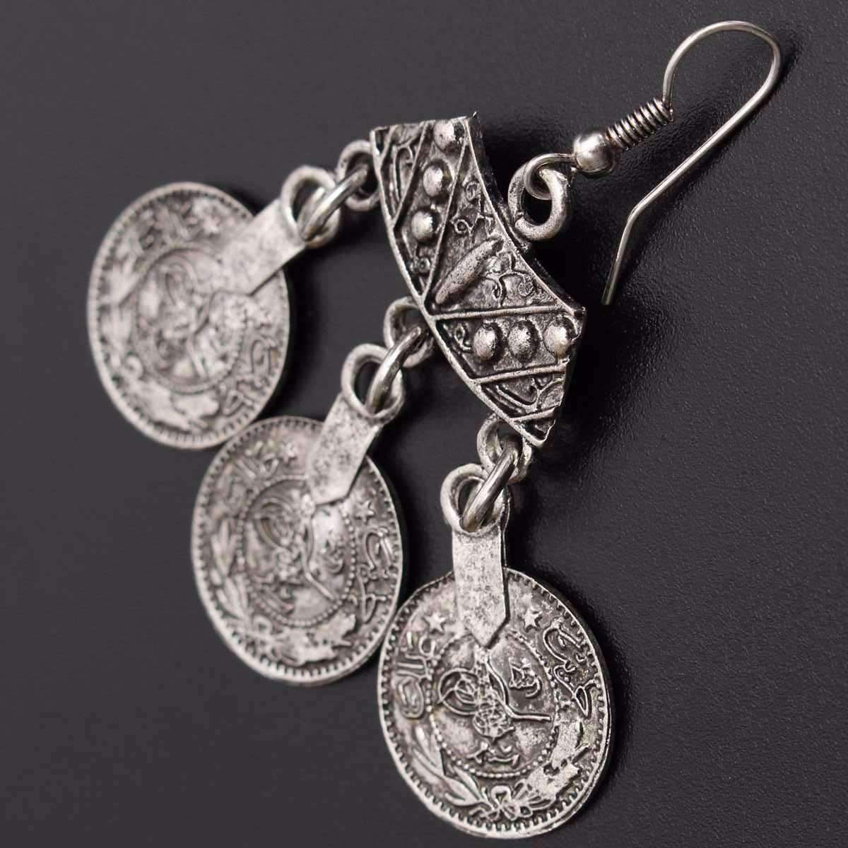 Feshionn IOBI Earrings Vintage Persian Coin Dangling Tassel Earrings