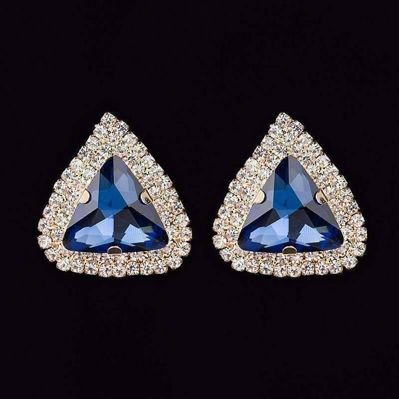 Feshionn IOBI Earrings Waltzing Blue Bold Trillion Stone Stud Earrings