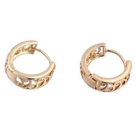 Feshionn IOBI Earrings Wave Pattern 18k Gold Filled Open Work Filigree Huggie Hoop Earrings