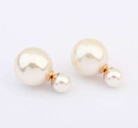 Feshionn IOBI Earrings White Bowling Pin Reversible Pearl Earrings - Five Colors to Choose!