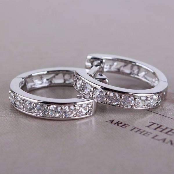 18K Gold Plated Channel Set Sparkly CZ Diamond Petite Hoop Earrings fo ...
