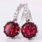 Feshionn IOBI Earrings White Gold plated Ruby Red CZ Solitaire White Or Yellow Gold Hoop Earrings