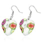 Feshionn IOBI Earrings White & Green Heart Handcrafted Floral Cane Work Clay & CZ Earrings ~ Three Lively Colors to Choose From