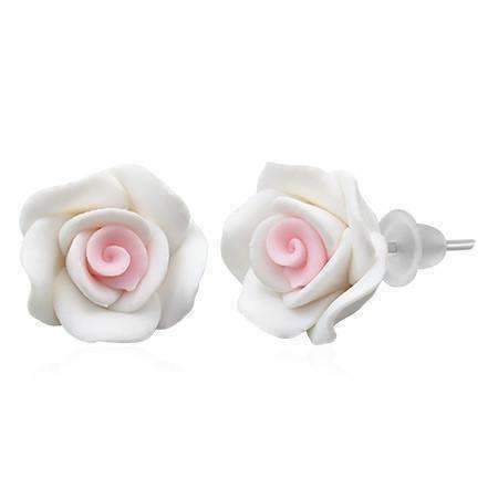 Feshionn IOBI Earrings White White Rose Stud Earrings