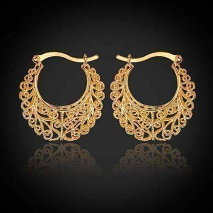Feshionn IOBI Earrings Yellow Gold Large Gold Filigree Design Earrings