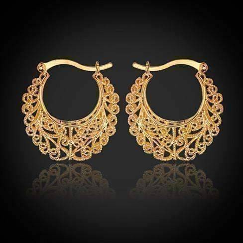 Feshionn IOBI Earrings Yellow Gold Large Gold Filigree Design Earrings