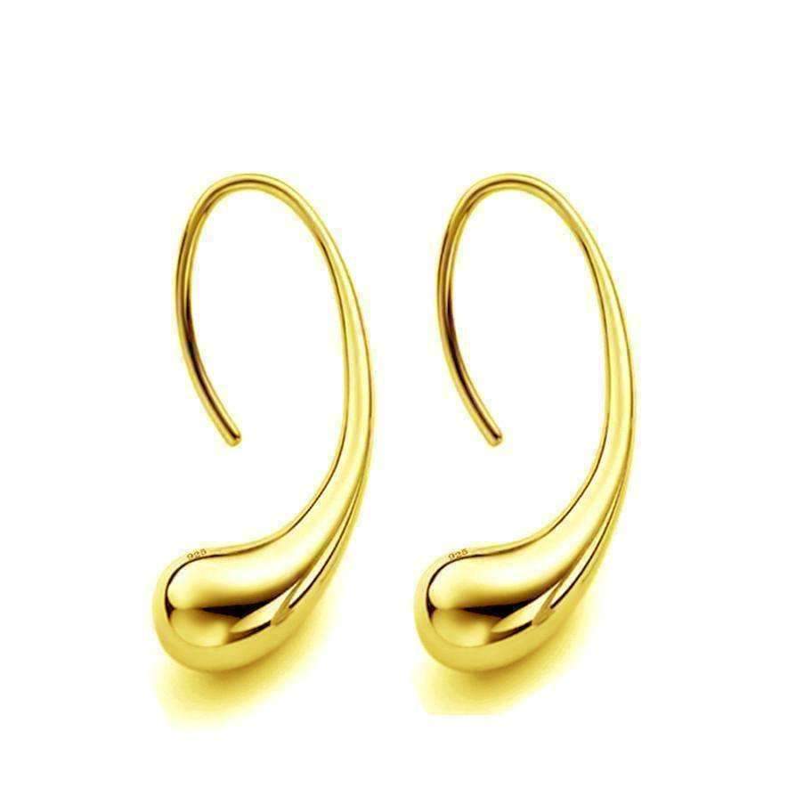 Feshionn IOBI Earrings Yellow Gold ON SALE - Chic Tear Drop Silver or Gold Hook Earrings