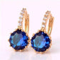Feshionn IOBI Earrings Yellow Gold plated ON SALE - Sapphire Blue Solitaire White Or Yellow Gold Hoop Earrings