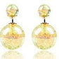 Feshionn IOBI Earrings Yellow Marbled Bowling Pin Reversible Pearl Earrings - Nine Funky Colors to Choose!