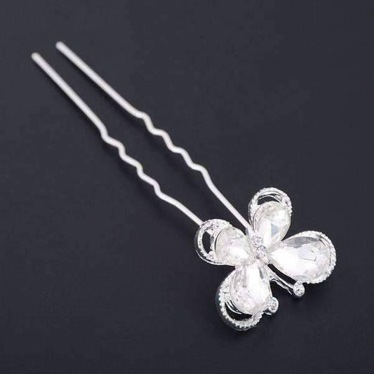 Feshionn IOBI Hair Jewelry 1 / Silver Crystal Wings Silver Plated Butterfly Hair Pins