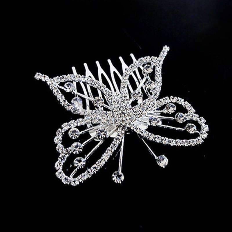 Feshionn IOBI Hair Jewelry Butterfly Silhouette Crystal and Silver Plated Hair Comb