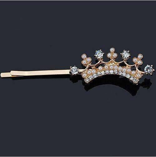 Feshionn IOBI Hair Jewelry Crown Dainty Dress Up Pearl and Crystal Hair Pins
