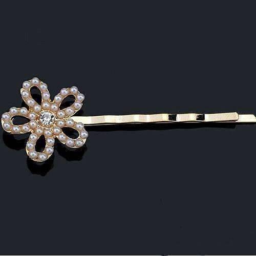 Feshionn IOBI Hair Jewelry Flower Dainty Dress Up Pearl and Crystal Hair Pins