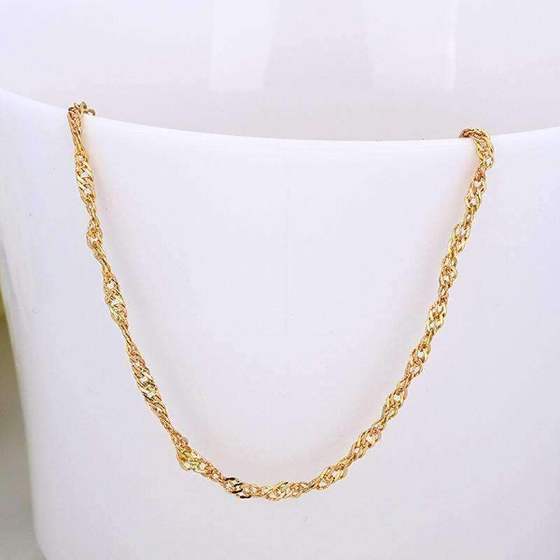 Feshionn IOBI Necklaces 18 inch Fine Singapore Link Chain Necklace in Three Colors