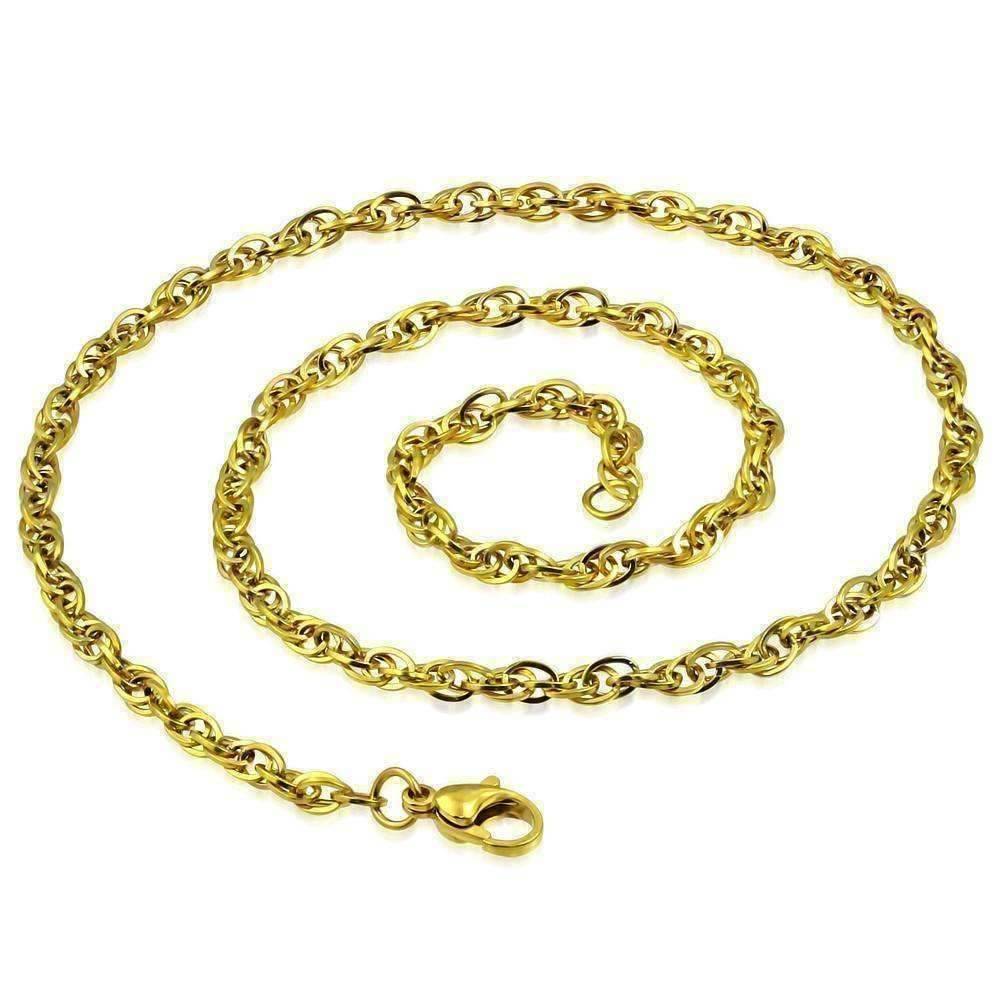 Feshionn IOBI Necklaces 18 inch Link Style 18k Gold Plated Stainless Steel Necklace Chain