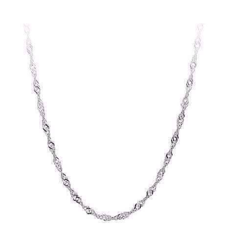 Feshionn IOBI Necklaces 18 inch Thin Sterling Silver Fine Singapore Link Chain Necklace in 18, 20 or 22 inches