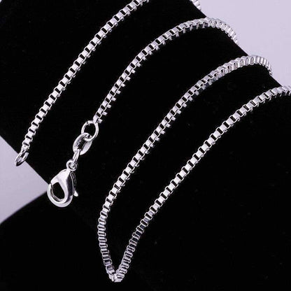 Feshionn IOBI Necklaces 18 Silky Silver Box Link Chain Necklace 18, 20 or 22 inches