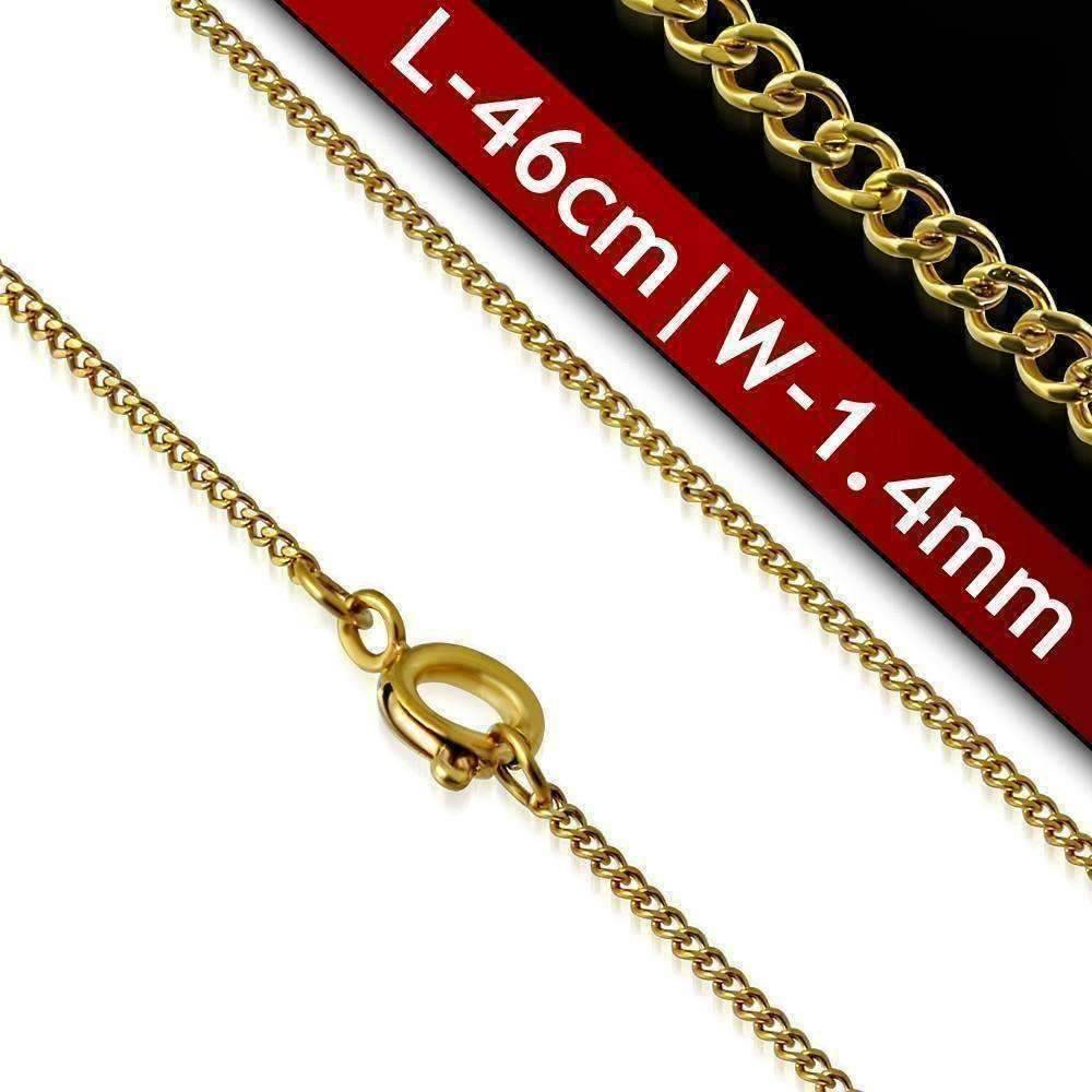 Feshionn IOBI Necklaces 18k Gold over Stainless Steel 18 inch Fine Round Link 18k Gold Plated 316 Stainless Steel Necklace Chain