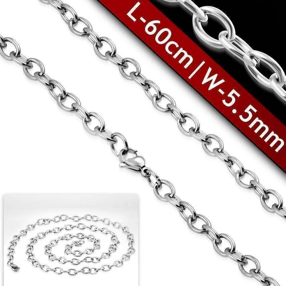 Feshionn IOBI Necklaces 24 inch Oval Cable Link Stainless Steel Necklace Chain