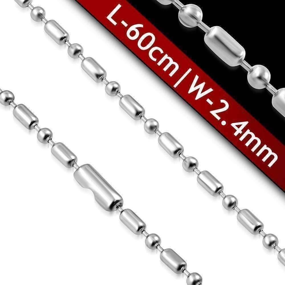 Feshionn IOBI Necklaces 24 inch Stainless Steel Bead and Bar Chain Necklace
