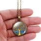 Feshionn IOBI Necklaces Abstract Art Tree Glass Cabochon Medallion Necklace