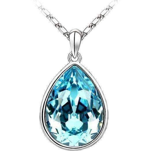 Feshionn IOBI Necklaces Aqua Blue Dewdrop Aqua IOBI Crystals Dew Drop Necklace