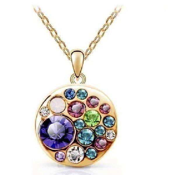 Feshionn IOBI Necklaces Blue Party Confetti Austrian Crystal Rose Gold Necklace