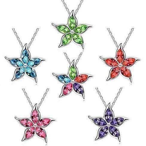 Feshionn IOBI Necklaces Blue Starfish Flower Jewel IOBI Crystals Necklace - Choose Your Color