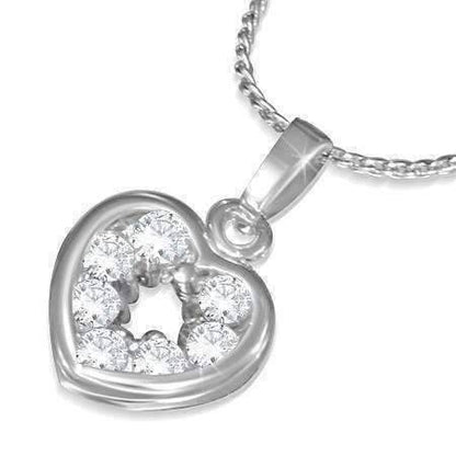 Feshionn IOBI Necklaces Clear "Charmed" Cubic Zirconia Heart Pendant Necklace