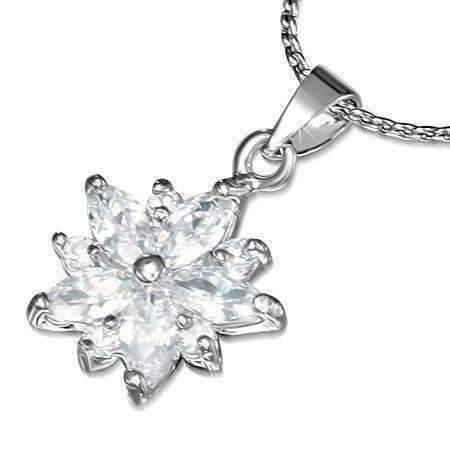 Feshionn IOBI Necklaces Clear "Frozen" Cubic Zirconia Snowflake Pendant Necklace