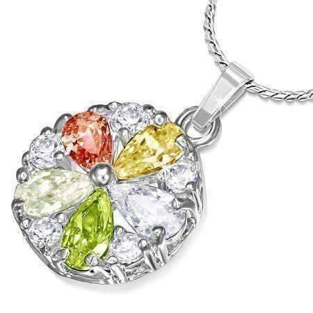 Feshionn IOBI Necklaces Colorful ON SALE - "Daisy" Cubic Zirconia Flower Pendant Necklace