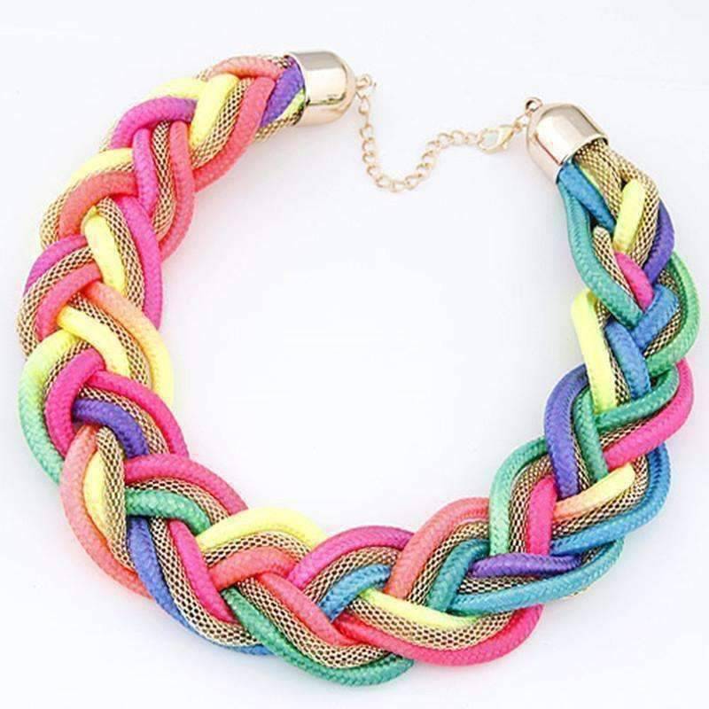 Feshionn IOBI Necklaces Colorful Vibrant Braided Mesh Choker Necklace