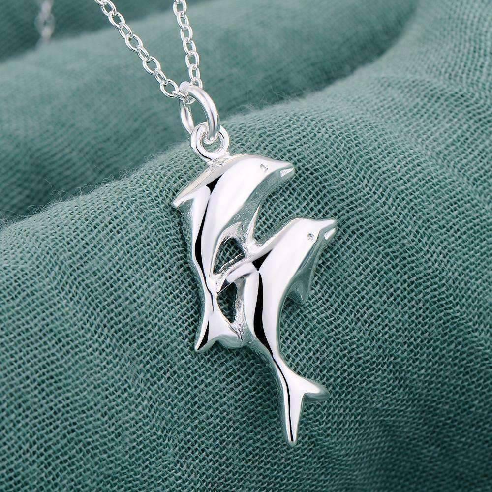 Feshionn IOBI Necklaces Double Dolphin Sterling Silver Necklace