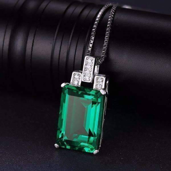 Feshionn IOBI Necklaces Emerald Pendant Heritage 9CT Emerald Cut Simulated Russian Emerald IOBI Precious Gems Pendant