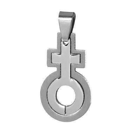 Feshionn IOBI Necklaces Female Gender Symbol Stainless Steel 2 Piece Pendant Necklace